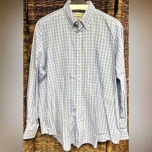 House of Carrington- Andrew Men's Blue‎ Plaid Shirt- XLarge, 100% Linen